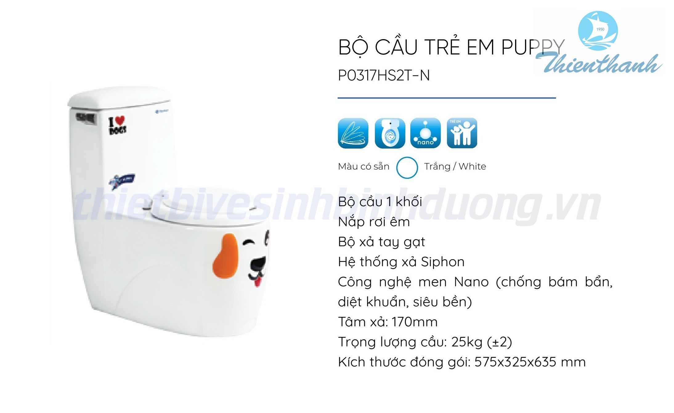 Bồn cầu Thiên Thanh PUPPY P0317HS2T-N